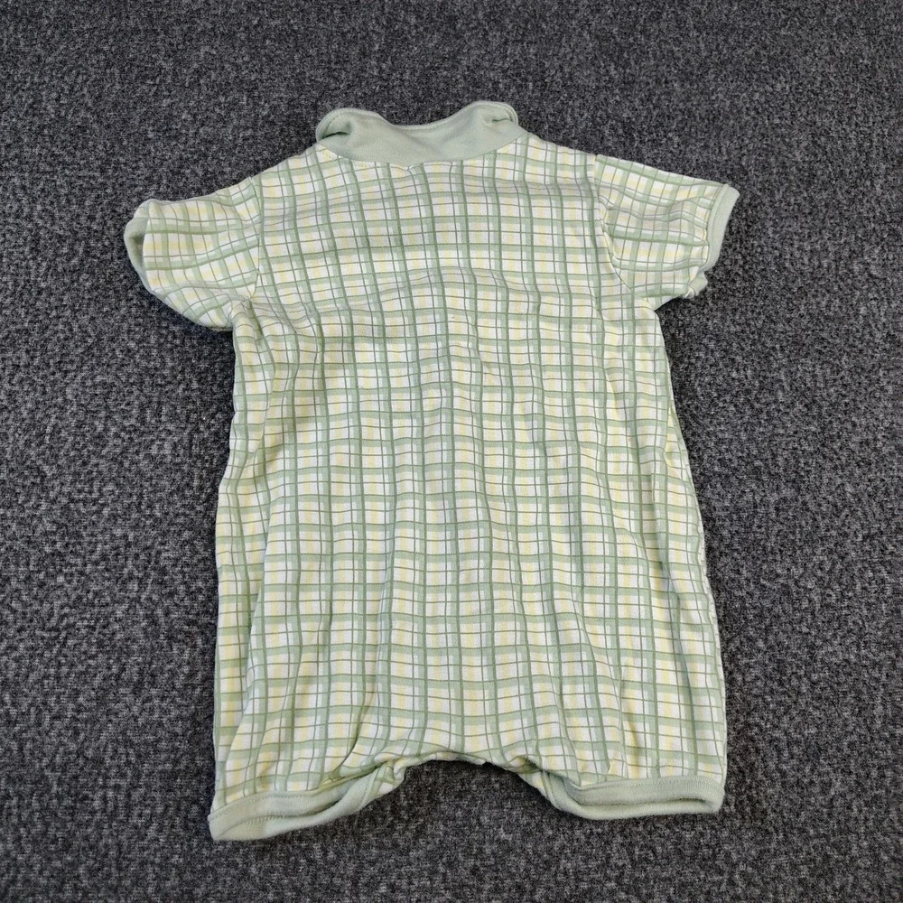 Y2K Disney Baby Winnie the Pooh Green Plaid Romper 3-6 Months